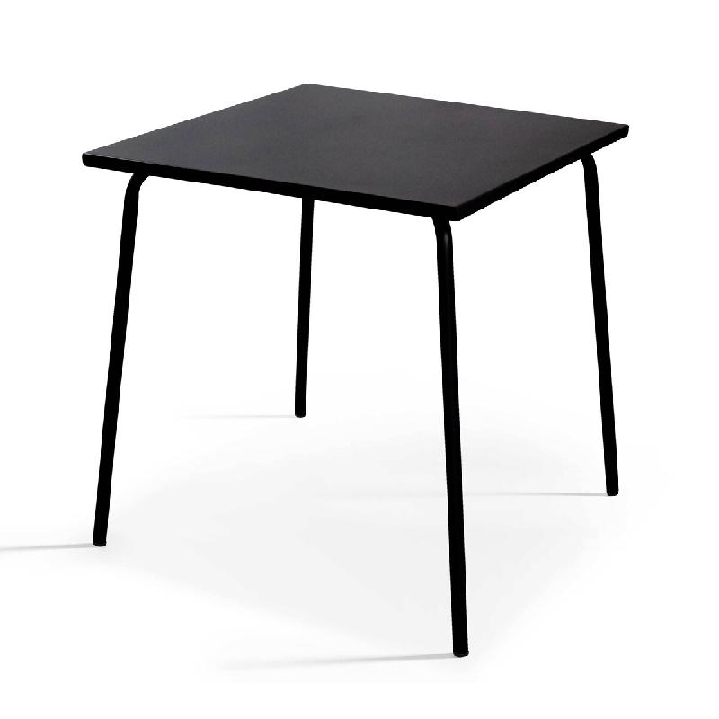 Oviala Business Table de jardin carrée en métal noir 70cm - noir acier 113906_0
