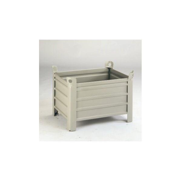 Palette conteneur tôle 800 x 600 mm - avec ou sans patins transversaux - repliable pour un stockage optimisé_0