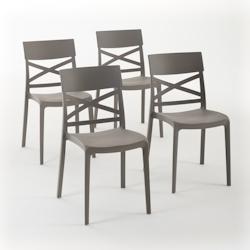 RATTATAN Set 4 Chaises en polypropylène avec fibre de verre empilables pour extérieur et jardin, bar et restaurant, cuisine  moderne - MARTINA - Tou_0