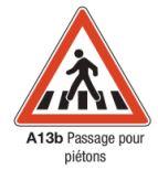 Signalisation de danger A13b - Passage pour piétons - Formats de 500 à 1500 mm_0