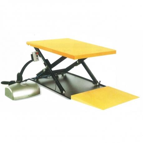 Table élévatrice électrique extraplate 1000kg - 380V avec rampe d'accès et levée rapide_0