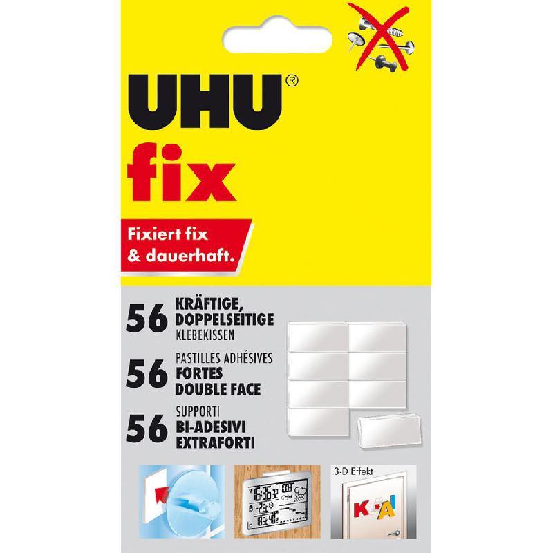 UHU PASTILLES ADHÉSIVES FORTES PATAFIX DOUBLE-FACE DÉTACHABLES, RÉUTILISABLES, BLANCHES - BLISTER 50 UNITÉS