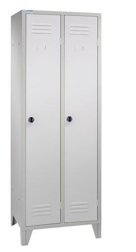 Vestiaire métallique monobloc - 2 casiers - Gris RAL7035 - Avec pieds et double aération_0
