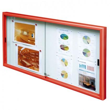Vitrine classique - simple face 4 à 21 feuilles A4 - cadre aluminium 58 mm - porte réversible - plexichocs ou verre sécurisé_0