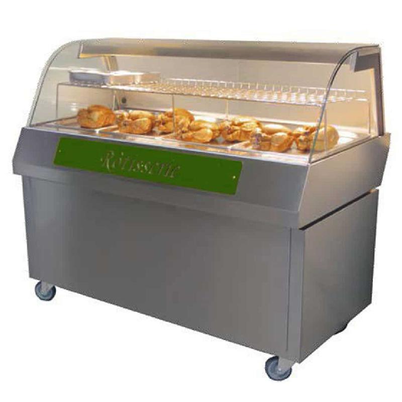Vitrine de présentation sur meuble à roulette inox 4 bacs GN 1/1 (Couleur: Vert Réf - MAPHOT1410R-6026-vr-12)_0