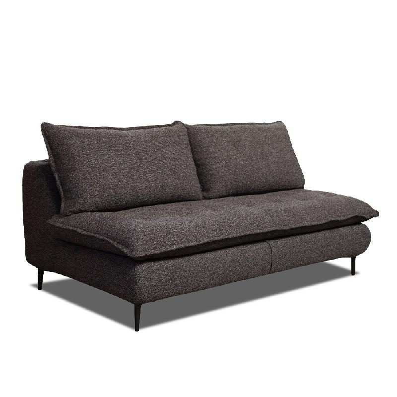 CANAPÉ LIT COMPACT 3 PLACES EXPRESS LISBONNE 140CM SOMMIER À LATTES MATELAS 13CM TISSU TWEED ANTHRACITE CHINÉ_0