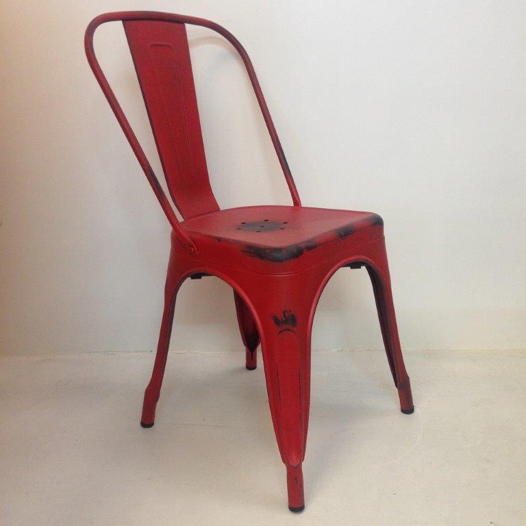 Chaise en metal factory - edition vintage - rouge_0