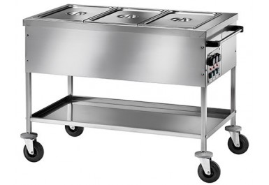 Chariot calorifique bain-marie de transport - 3x GN 1/1 - acier inox - normes CE_0