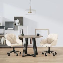 Décoshop26 - Lot de 2 chaises de salle à manger siège pivotant hauteur réglable crème velours crème DEC025222 - 3000255138197_0