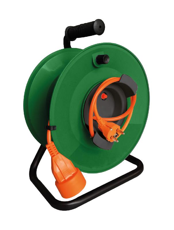Enrouleur jardin vide précâblé 3G1,5 mm² - 70cm - coupe circuit thermique - Zenitech_0