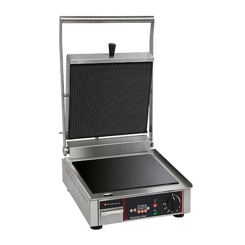 Grill panini professionnel simple avec plaque vitrocéramique rainurée et lisse - 335x304 mm - R750_0