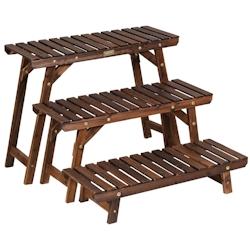 Helloshop26 - Étagère pour plantes en bois 3 niveaux echelle escalier porte-plante longueur 70 cm charge 10 kg pour jardin terrasse 20_0005253 - 300_0