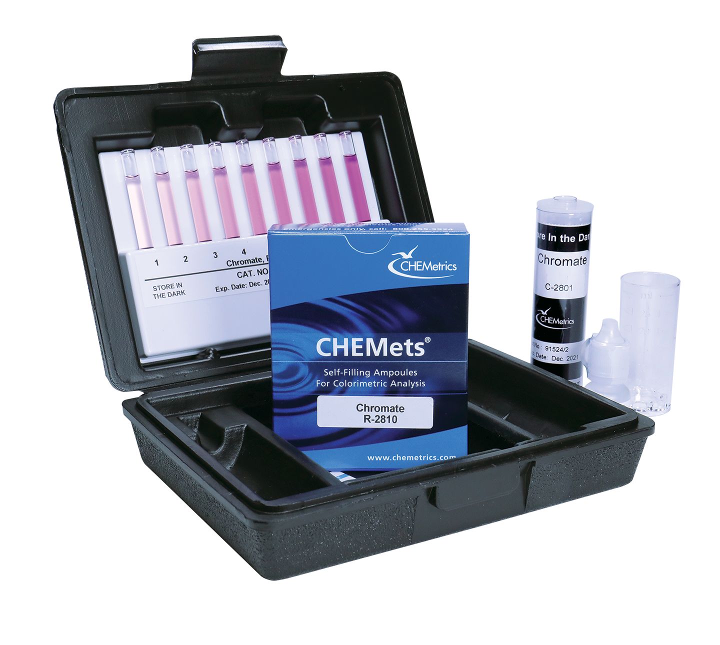 Kit d’analyse visuelle du Chromate (hexavalent) 0-1 & 1-10 ppm, type : CHEMets 30 ampoules, marque Chemetrics - Ref.: NBR001_0