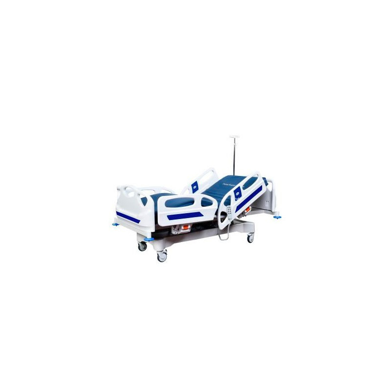 Lit médicalisé électrique avec pare-chocs dans chaque coin - capacité de charge 230 kg - fonctions tête-pied motorisées et panneaux ABS_0