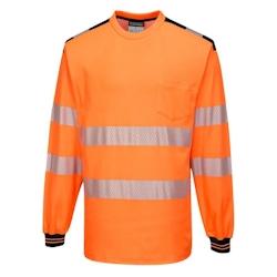 Portwest - T-Shirt PW3 manches longues HV - T185 Orange / Noir Taille S - S textile 5036108304332_0