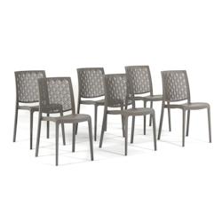 RATTATAN Set 6 Chaises en polypropylène avec fibre de verre empilables pour extérieur et jardin, bar et restaurant, cuisine moderne - ASTRID - Tourt_0