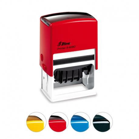 Tampon dateur Shiny S-828D - 6 lignes, format 56x33 mm, cassette d'encrage noir/rouge_0