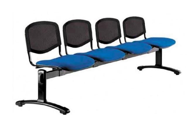 Siège sur poutre ISO résille - assise tissu non feu M2 ou M1, 2 à 5 places avec option tablette_0