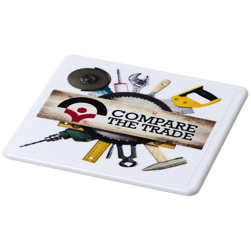 Sous-verre carré Renzo en plastique solide - bord biseauté - plastique GPPS - réf. 21051601_0