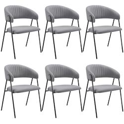 TecTake GmbH tectake Lot 6 Fauteuils rembourré ergonomique en tissu 150kg max gris - 405519 - gris polyester 405519_0