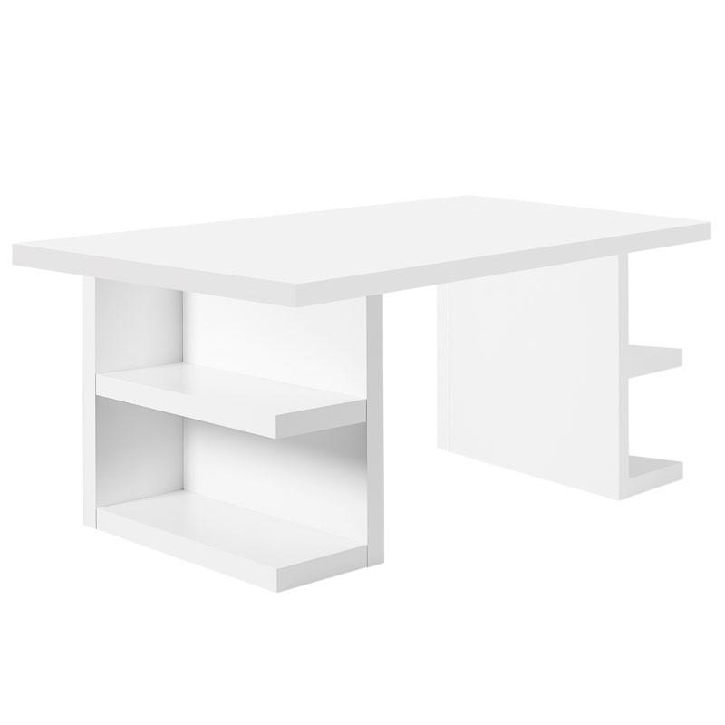 Bureau droit TemaHome avec rangements Multi 180cm - Blanc Mat - Paris Prix_0