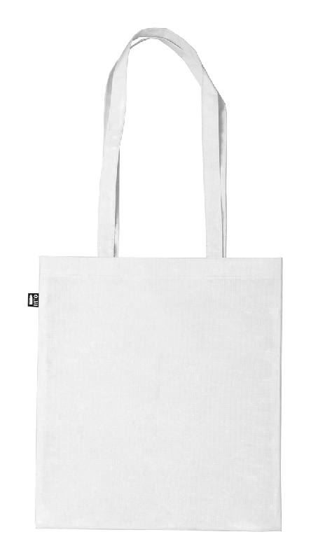 Tote bag publicitaire en RPET - Anses longues laminé 100 g/m² - Couleur blanche_0