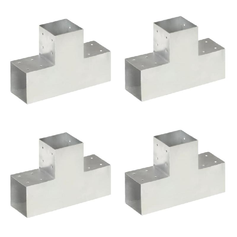 Vidaxl connecteurs de poteau 4pcs forme en t métal galvanisé 101x101mm 145480_0