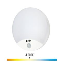 Applique Extérieure Ronde Led 13W 1850Lm 4000K Ip54 Ø25X4,9Cm Avec Détecteur de Mouvement Edm - 8425998325379_0