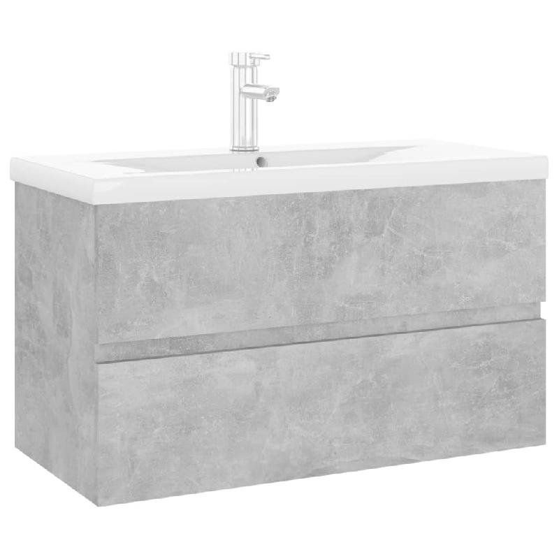 ARMOIRE D\'ÉVIER AVEC LAVABO INTÉGRÉ 80 X 38,5 X 45 CM GRIS BÉTON AGGLOMÉRÉ 02_0006492_0