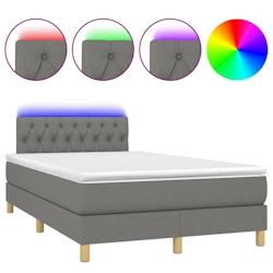 Décoshop26 - Cadre de lit LED avec sommier, tête de lit réglable et matelas 120x200 cm en tissu gris foncé - TDL0208397_0