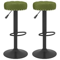 Décoshop26 - Lot de 2 tabourets de bar chaises hautes en velours vert clair et acier avec boutons décoratifs DEC029889 - 3000257613456_0