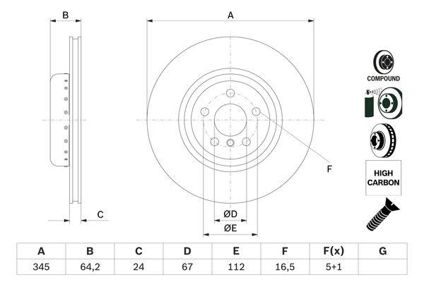 Disque de frein Bosch 0986479F61 - arrière - ventilé - boîte de 1 disque_0