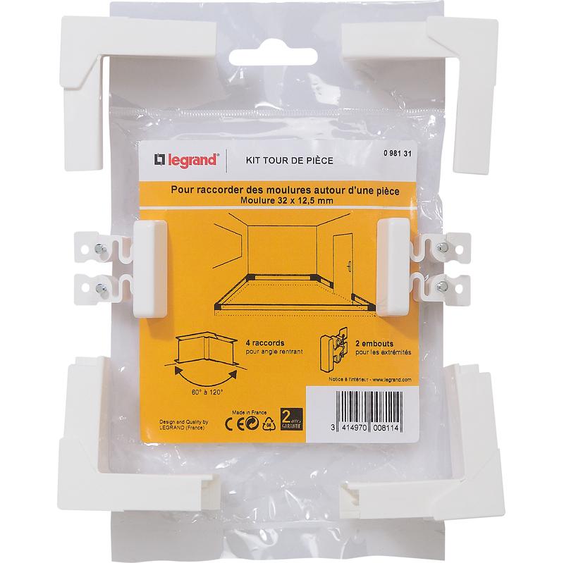DLP Kit raccordement moulure tour de pièce 32x12,5 mm - 4 raccords d'angles et 2 embouts - Coloris blanc_0