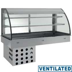 Élément top et vitrine réfrigérée ventilée sur 2 niveaux ouverte avec rideau - 4x GN 1/1 - DPA/TVA215_0
