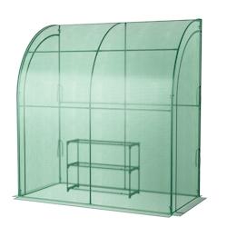Helloshop26 - Serre de jardin adossée en pe 198,5 x 98 x 215 cm avec étagère à plantes 3 niveaux 2 portes zippées imperméable cadre 20_0005938 -_0