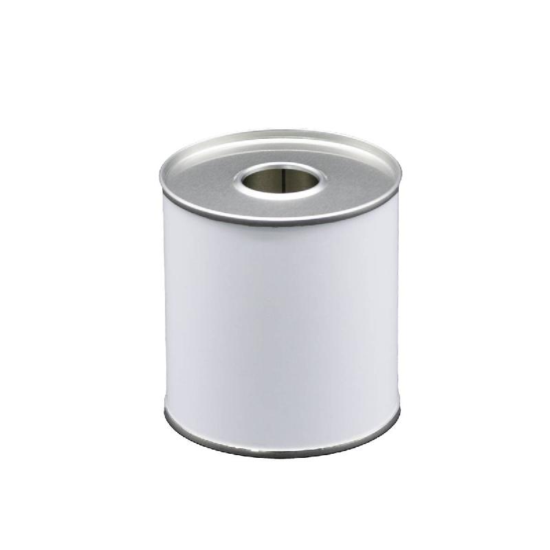 Bidon métal cylindrique 250ml perçage 24mm, blanc extérieur/nu Intérieur - Réf : BID58MA024_0