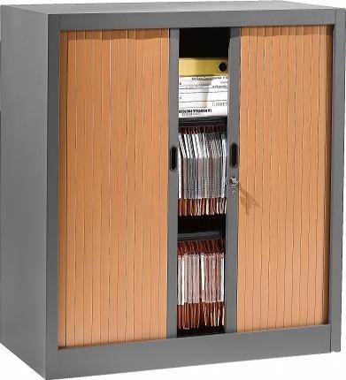ARMOIRE MÉTAL PORTE RIDEAUX PVC LARGEUR 90 CM HAUTEUR 100 CM COLORIS GRIS - MANUTAN COLLECTIVITÉS