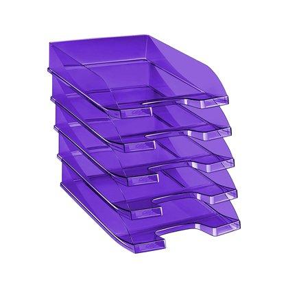 LOT DE 4 - CORBEILLE À COURRIER CEP FIRST TONIC POLYPROPYLÈNE ANTICHOC PRÉHENSION FACILE 350X255X65MM COLORIS VIOLET