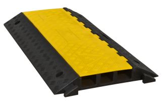 Passe-câbles 50 mm - 5 canaux - Résistant jusqu'à 9 tonnes par essieu - Base caoutchouc et capot pivotant jaune_0