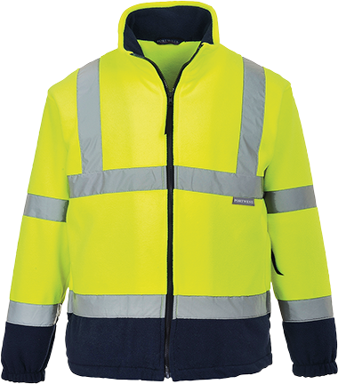Polaire réfléchissante bicolore jaune marine F301 - XL - Certifiée CE avec bandes réfléchissantes et anti-boulochage_0