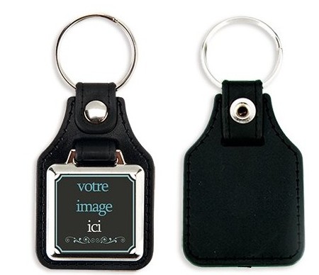 Porte clés carré personnalisé simili cuir_0