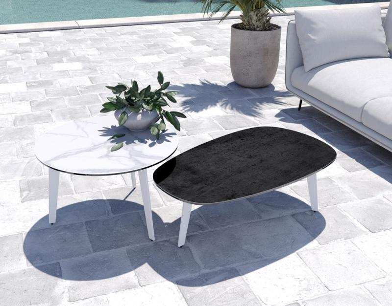 Table basse de jardin effet marbre Eze Outdoor - ceramique-marbre-marquina_0