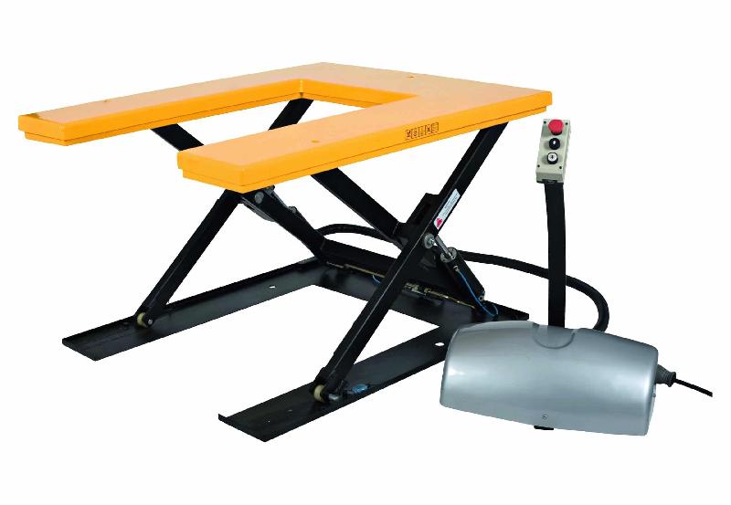 Table élévatrice électrique hydraulique en U - capacité 1000 kg - plateau acier chromé 1450 x 1140 mm_0