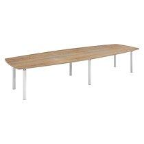 Table modulable Frégate 14 personnes chêne naturel piétement blanc_0