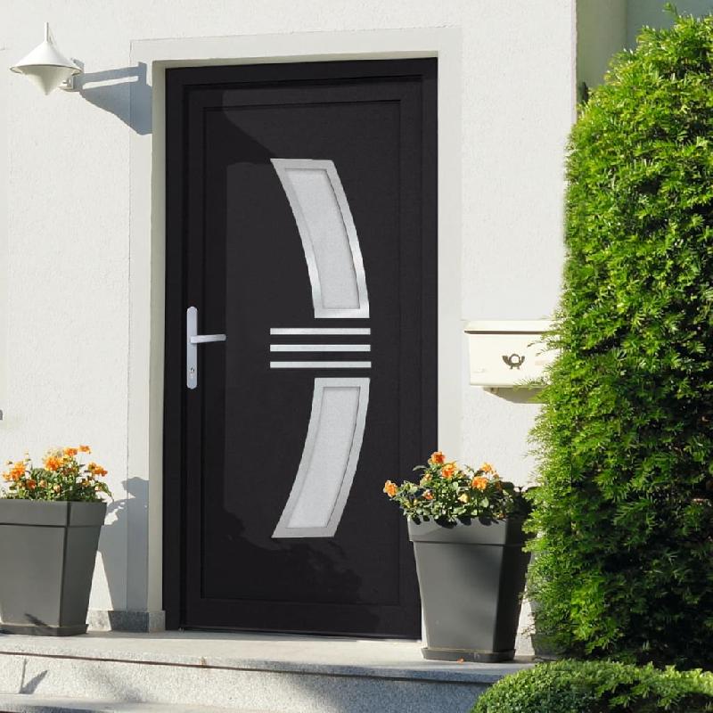 Vidaxl porte d'entrée anthracite 108x200 cm pvc 3187934_0