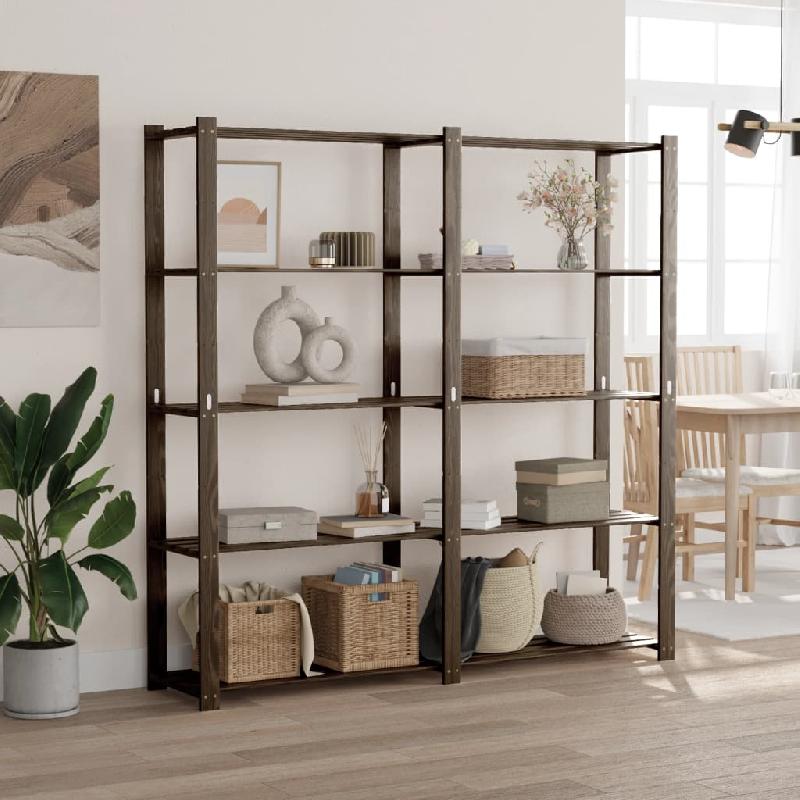 Vidaxl support de rangement à 5 niveaux noir 170x38x170 cm bois pin 373406_0