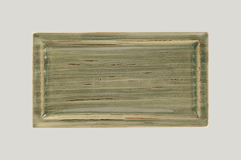 ASSIETTE PLATE RECTANGULAIRE VERT PORCELAINE 38,5X21 CM RAKSTONE SPOT