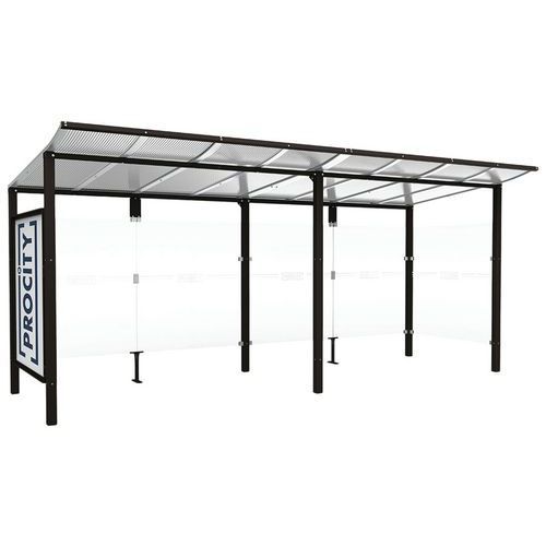 ABRI BUS MODULO 5 M AVEC VITRINE 1 BARDAGE LATÉRAL NOIR 9005 - PROCITY