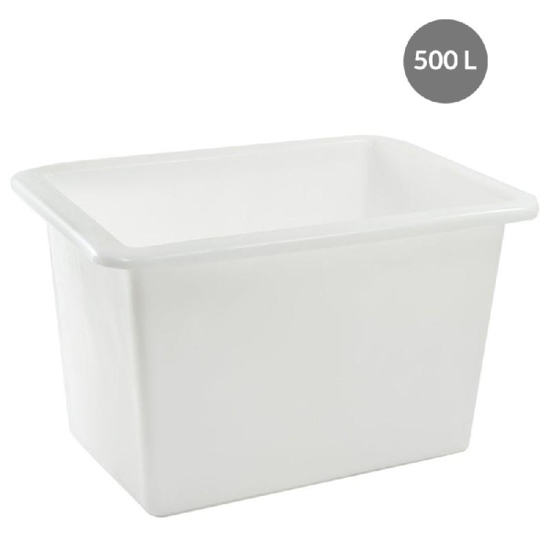 Bac en plastique blanc 500L - Réf : G145921 - Polyéthylène haute densité, parois épaisses_0
