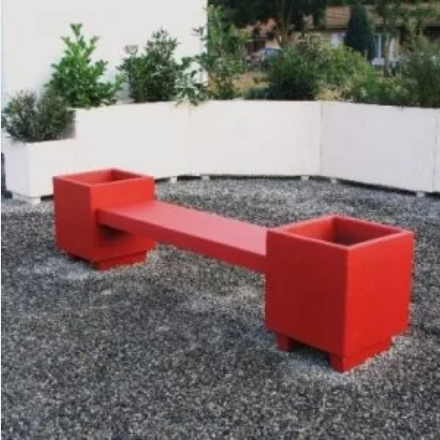 Banquette Jardinière en Acajou - Deux Bacs à Fleurs Carrés - Longueur 244 cm - Autostable_0